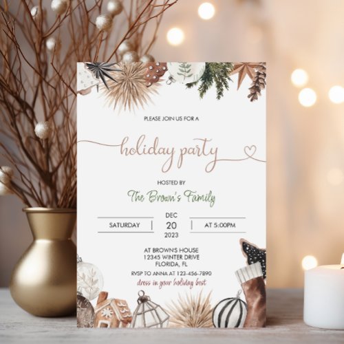 Cozy Christmas Holiday Party Invitation