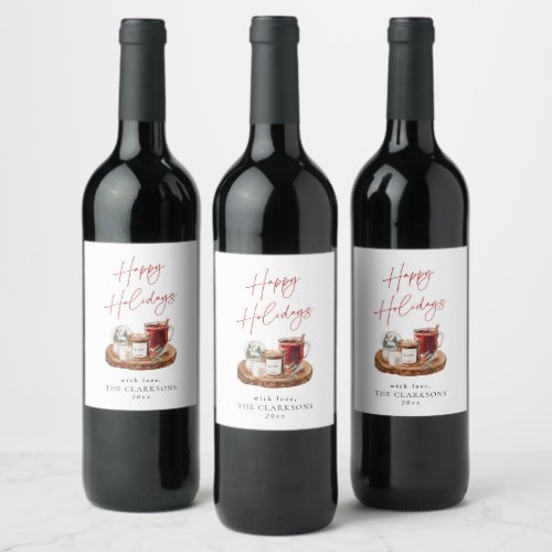 Cozy Christmas Holiday  Wine Label