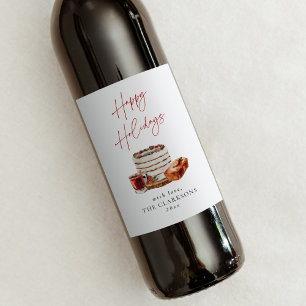 Cozy Christmas Holiday Wine Label