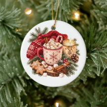 Cozy Christmas Hot Chocolate Winter Hygge Red