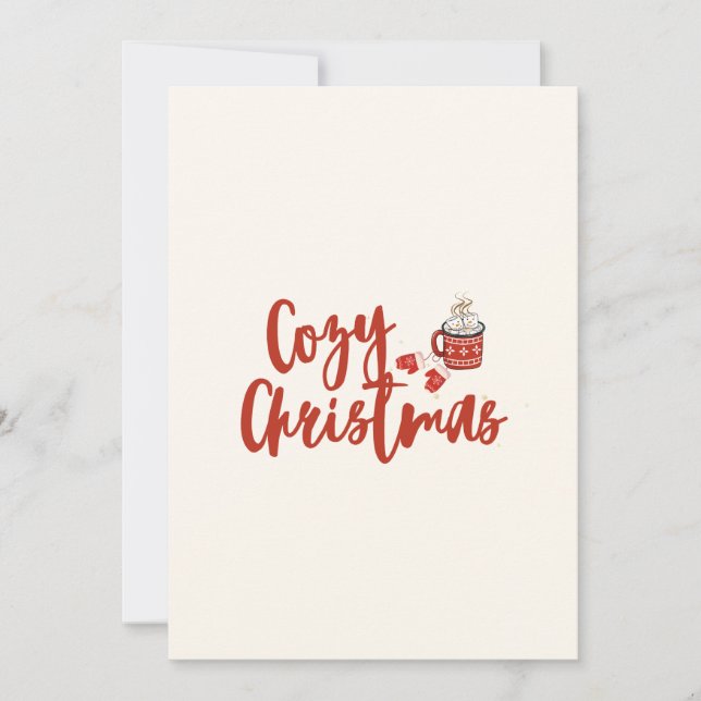 Cozy Christmas: Hot Cocoa & Mittens Design Holiday Card (Front)