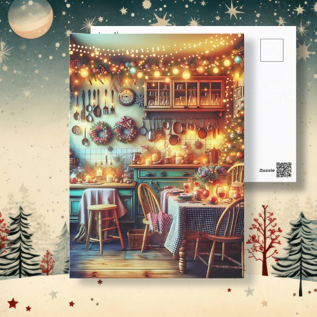 Cozy Christmas in Festive Kitchen Postcard (Creator Uploaded)