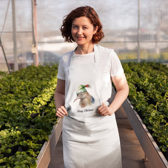 Cozy Christmas Kiwi, custom Adult Apron (Creator Uploaded)