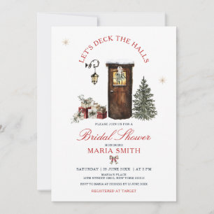 Cozy Christmas Let’s Deck the Halls Bridal Shower Invitation