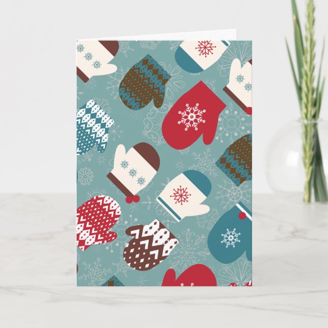 Cozy Christmas Mittens Holiday Card (Front)