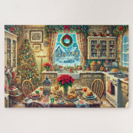 Cozy Christmas Morning in the Kitchen Jigsaw Puzzle