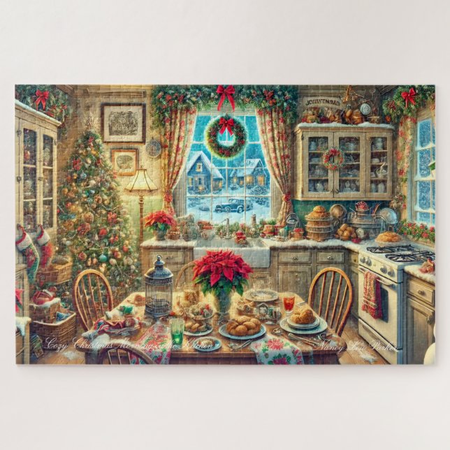 Cozy Christmas Morning in the Kitchen Jigsaw Puzzle (Horizontal)
