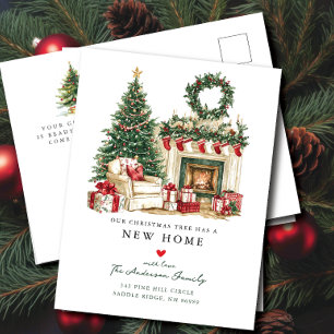 Cozy Christmas Moving Announcement Postcard
