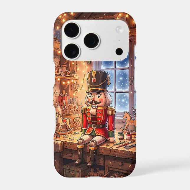 Cozy Christmas Nutcracker Toy Workshop Iphone Case (Back)
