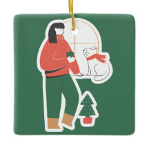Cozy Christmas Ornament with Girl