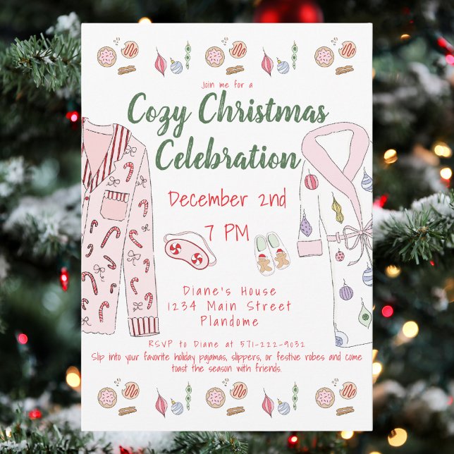 Cozy Christmas Pajama Party Festive Pajamas Robes Invitation (Creator Uploaded)