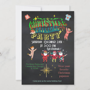 Cozy Christmas Pajamas Party Funny Rustic Invitation