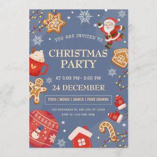 Cozy Christmas Party Cute Festive Illustration Invitation