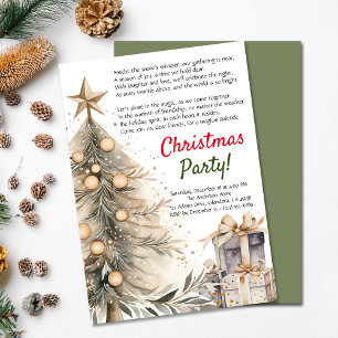 Cozy Christmas Party Xmas Tree   Poem Invitation