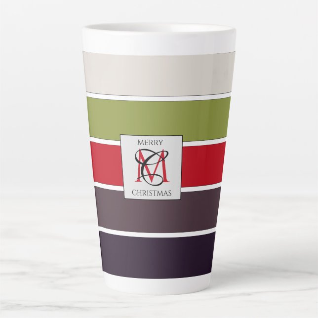 Cozy Christmas Pastel Color Palette Monogram Latte Mug (Front)