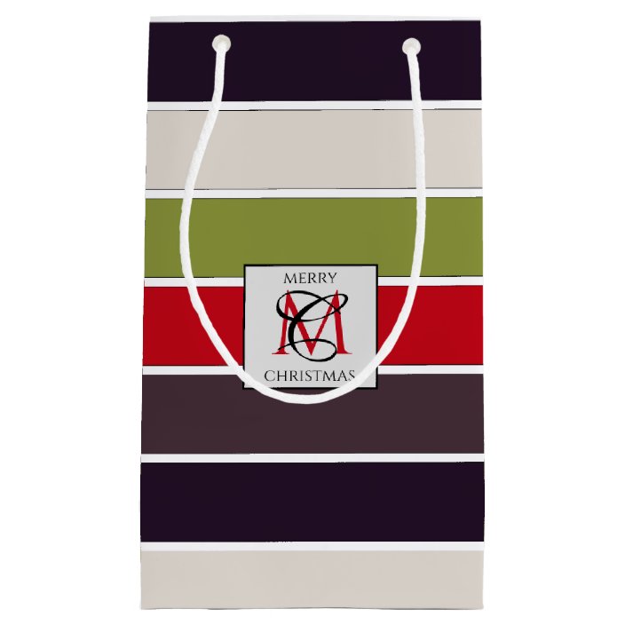 Cozy Christmas Pastel Color Palette Monogram Small Gift Bag Zazzle Com