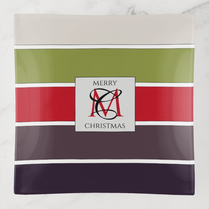 Cozy Christmas Pastel Color Palette Monogram Trinket Trays Zazzle Com