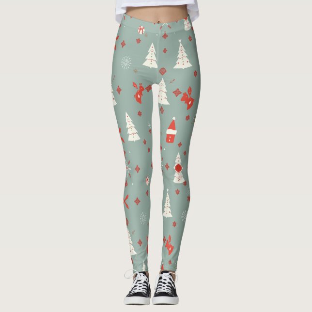Cozy Christmas Pattern Leggings (Front)