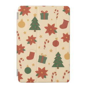 Cozy Christmas Pattern with Gifts and Trees iPad Mini Cover
