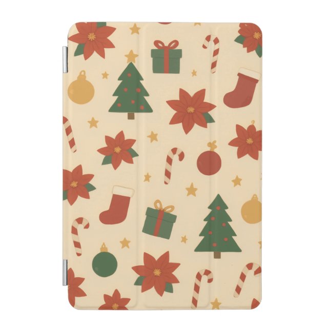 Cozy Christmas Pattern with Gifts and Trees iPad Mini Cover (Front)