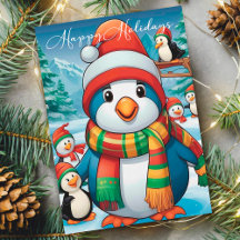 Cozy Christmas Penguin with Festive Scarf