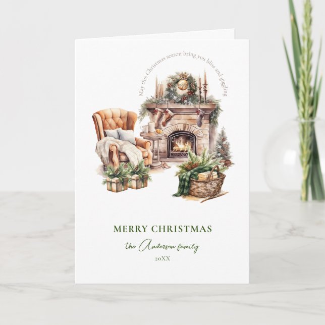 Cozy Christmas photo holiday Card (Front)