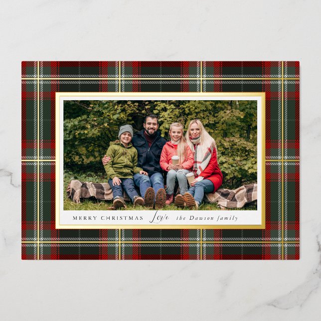 Cozy Christmas Plaid Foil Holiday Card (Front)
