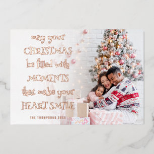Cozy Christmas Quote Photo Overlay Foil Holiday Card