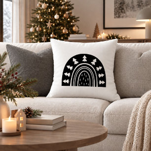 Cozy Christmas Rainbow Black White Accent Pillow A