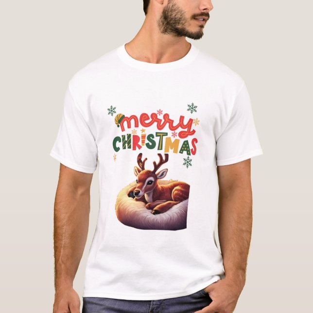 Cozy Christmas Reindeer T-Shirt (Front)