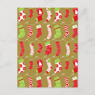 Cozy Christmas Retro Winter Socks Holiday Postcard