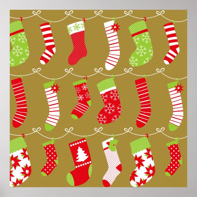 Cozy Christmas Retro Winter Socks Poster (Front)
