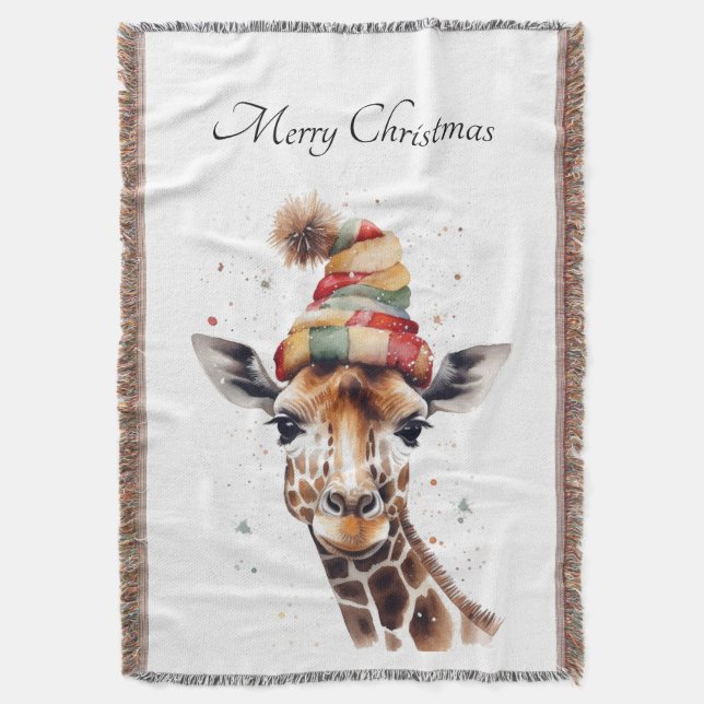 Cozy Christmas Safari, custom Throw Blanket (Front Vertical)