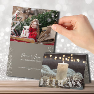 Cozy Christmas Scene Folded Photo Happy Holiday Card