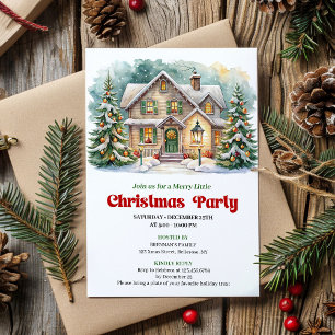 Cozy Christmas Scene Watercolor Holiday Invite