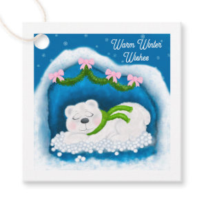 Cozy Christmas Sleeping Polar Bear Cave Favor Tags