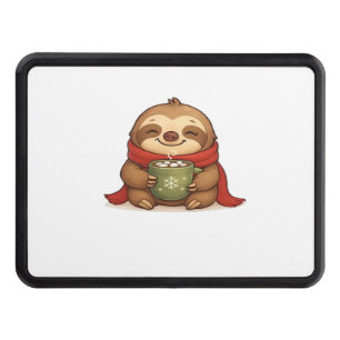 Cozy Christmas Sloth with Hot Chocolate – Cute Win Hitch Cover