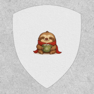 Cozy Christmas Sloth with Hot Chocolate – Cute Win Patch