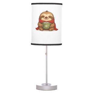 Cozy Christmas Sloth with Hot Chocolate – Cute Win Table Lamp
