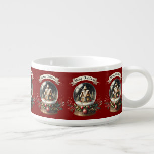 Cozy Christmas Snow Globe Cottage Scene Bowl