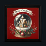Cozy Christmas Snow Globe Cottage Scene Gift Box<br><div class="desc">Capture the magic of the season with this enchanting Christmas snow globe design featuring a charming stone cottage nestled in a snowy woodland. The cottage, topped with a frosted thatched roof, glows warmly from within, inviting feelings of comfort and nostalgia. Surrounded by evergreen trees, holly leaves, red berries, and festive...</div>