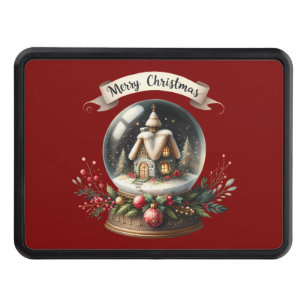 Cozy Christmas Snow Globe Cottage Scene Hitch Cover