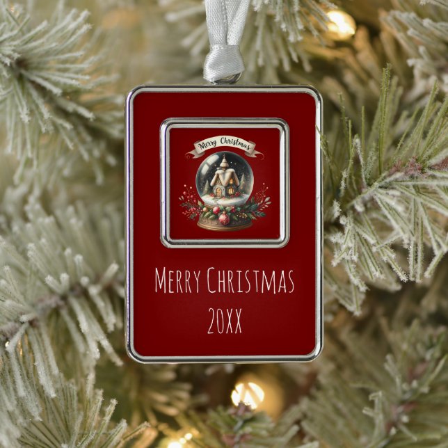 Cozy Christmas Snow Globe Cottage Scene Ornament (Tree)