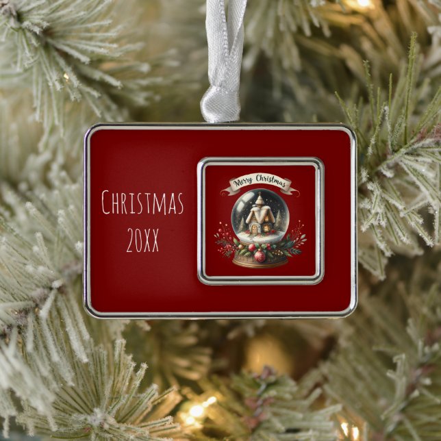 Cozy Christmas Snow Globe Cottage Scene Ornament (Tree)