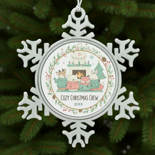 Cozy Christmas Snowflake Pewter Christmas Ornament (Cozy Christmas Snowflake Pewter Christmas Ornament)
