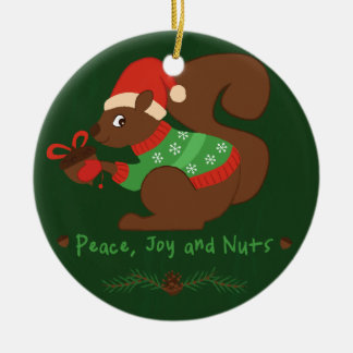 Cozy Christmas Squirrel Ceramic Ornament