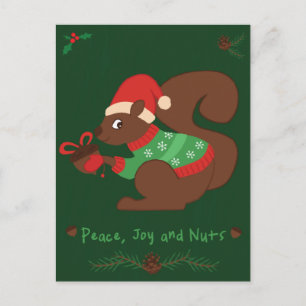 Cozy Christmas Squirrel Holiday Postcard