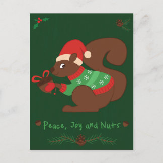 Cozy Christmas Squirrel Holiday Postcard