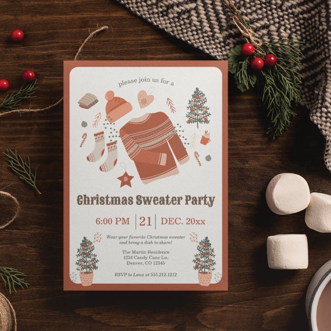 Cozy Christmas Sweater Party Invitation (Creator Uploaded)