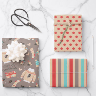Cozy Christmas Sweaters & Gifts Holiday Wrapping Paper Sheets